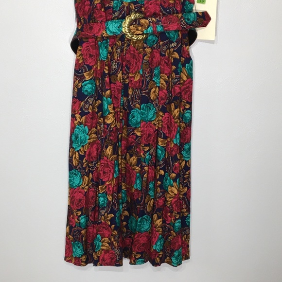 Vintage NWT 90s Dark Cottagecore Floral Dress Belt - Picture 8 of 16